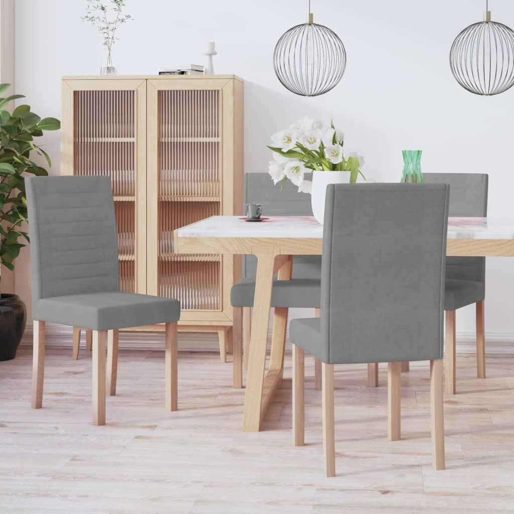 vidaXL Eetkamerstoelen 2 st stof lichtgrijs