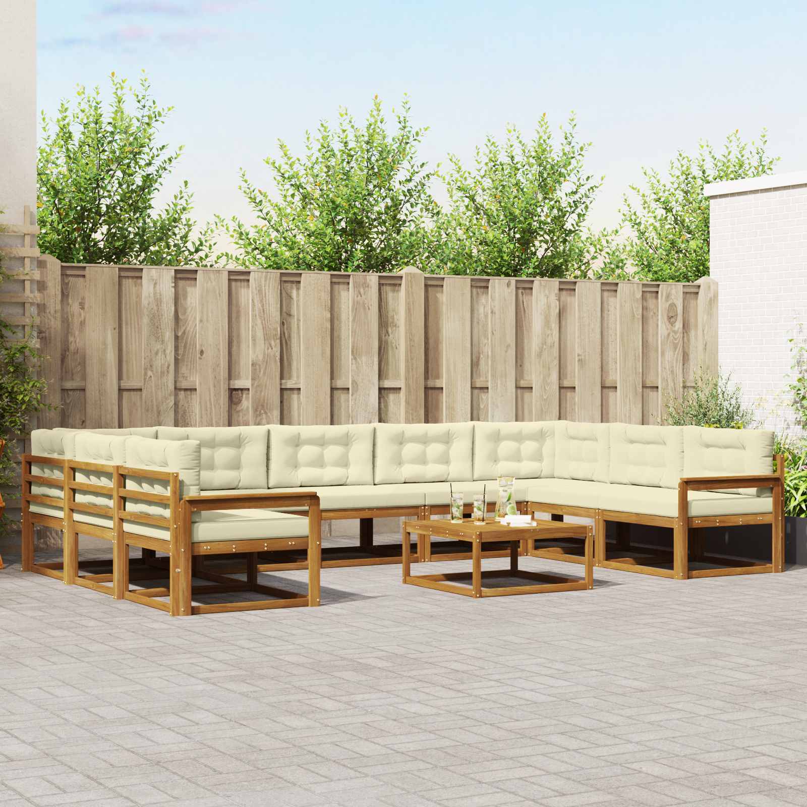 vidaXL Buiten bankenset 10 pcs Naturel Massief Acaciahout