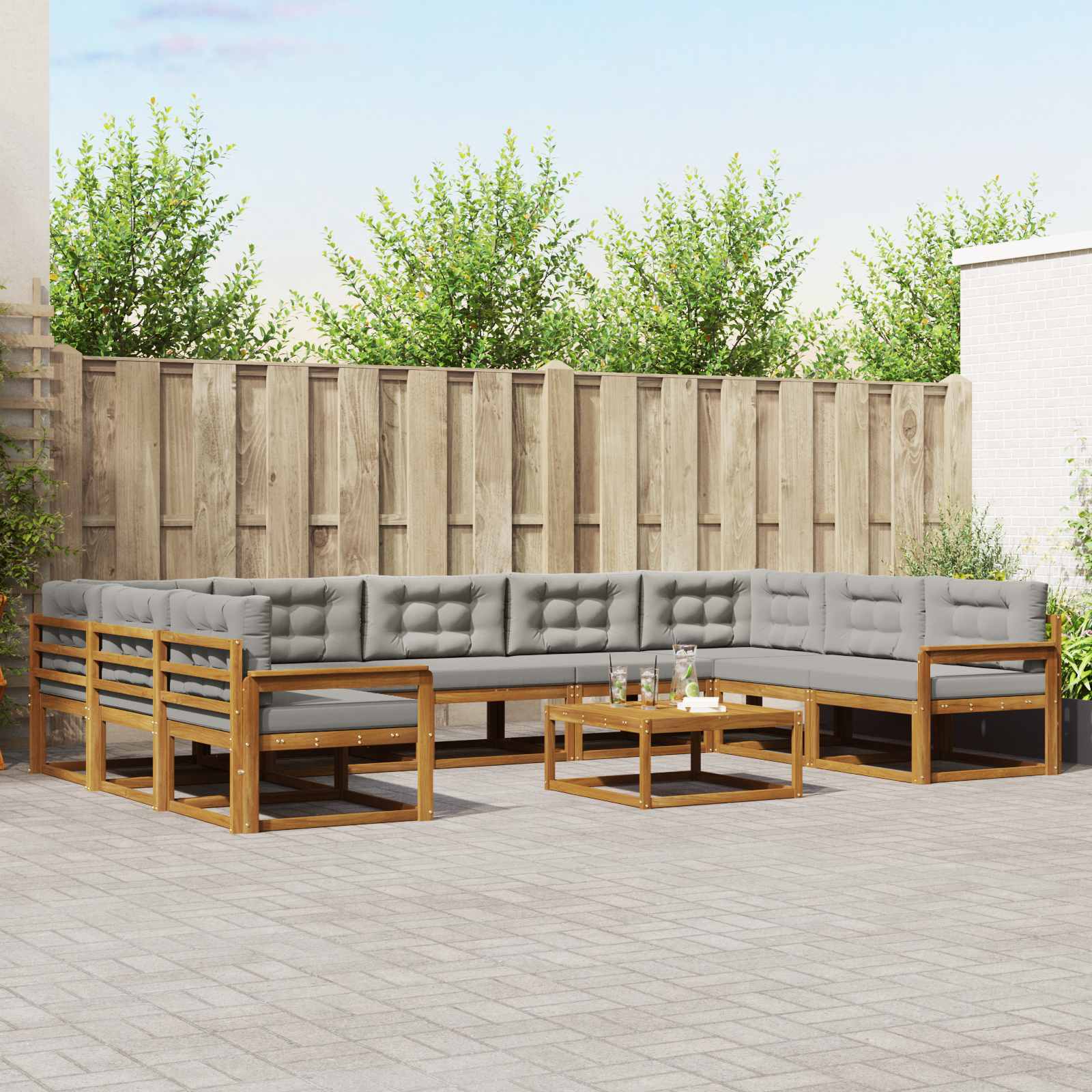vidaXL Buiten bankenset 10 pcs Naturel Massief Acaciahout