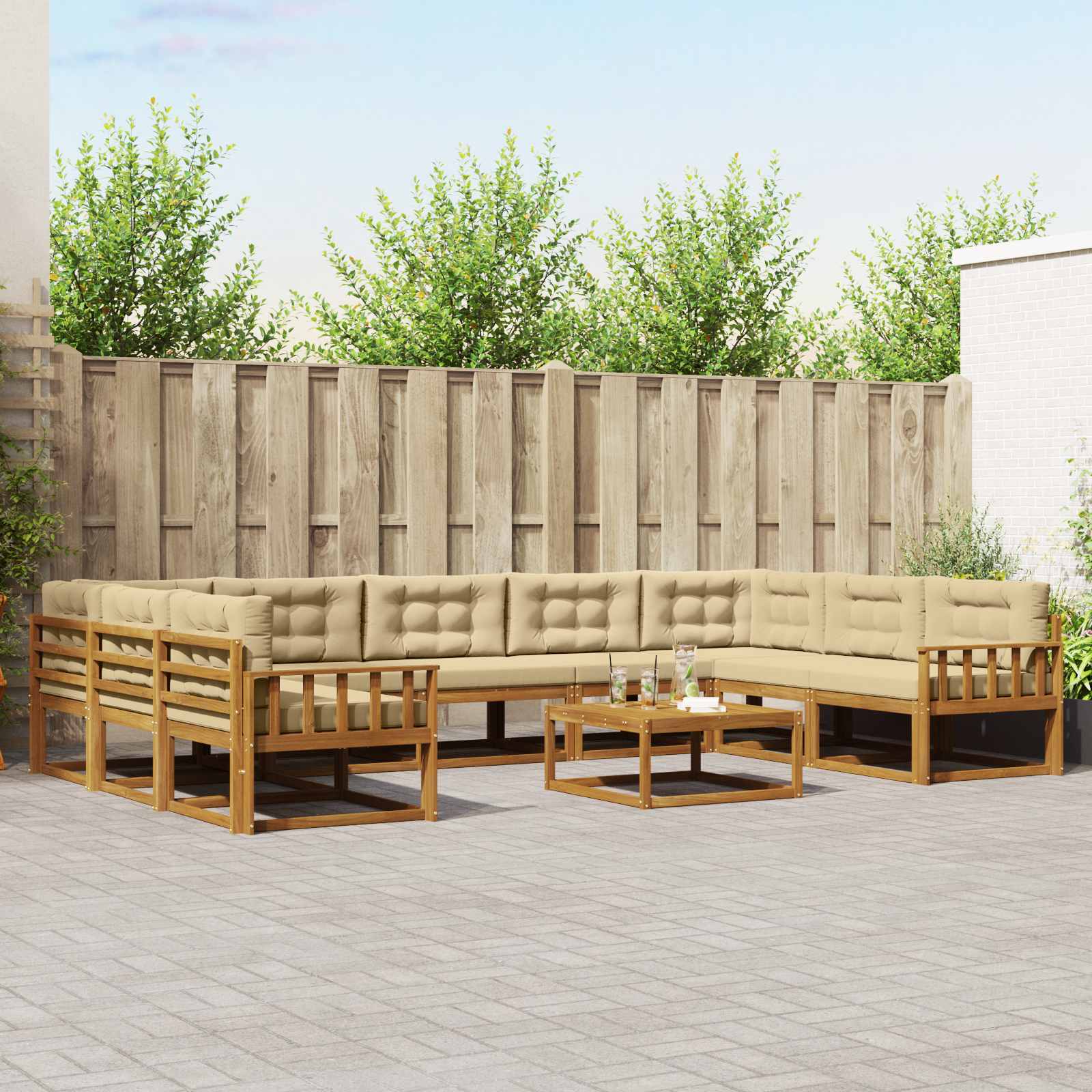 vidaXL Buiten bankenset 10 pcs Naturel Massief Acaciahout