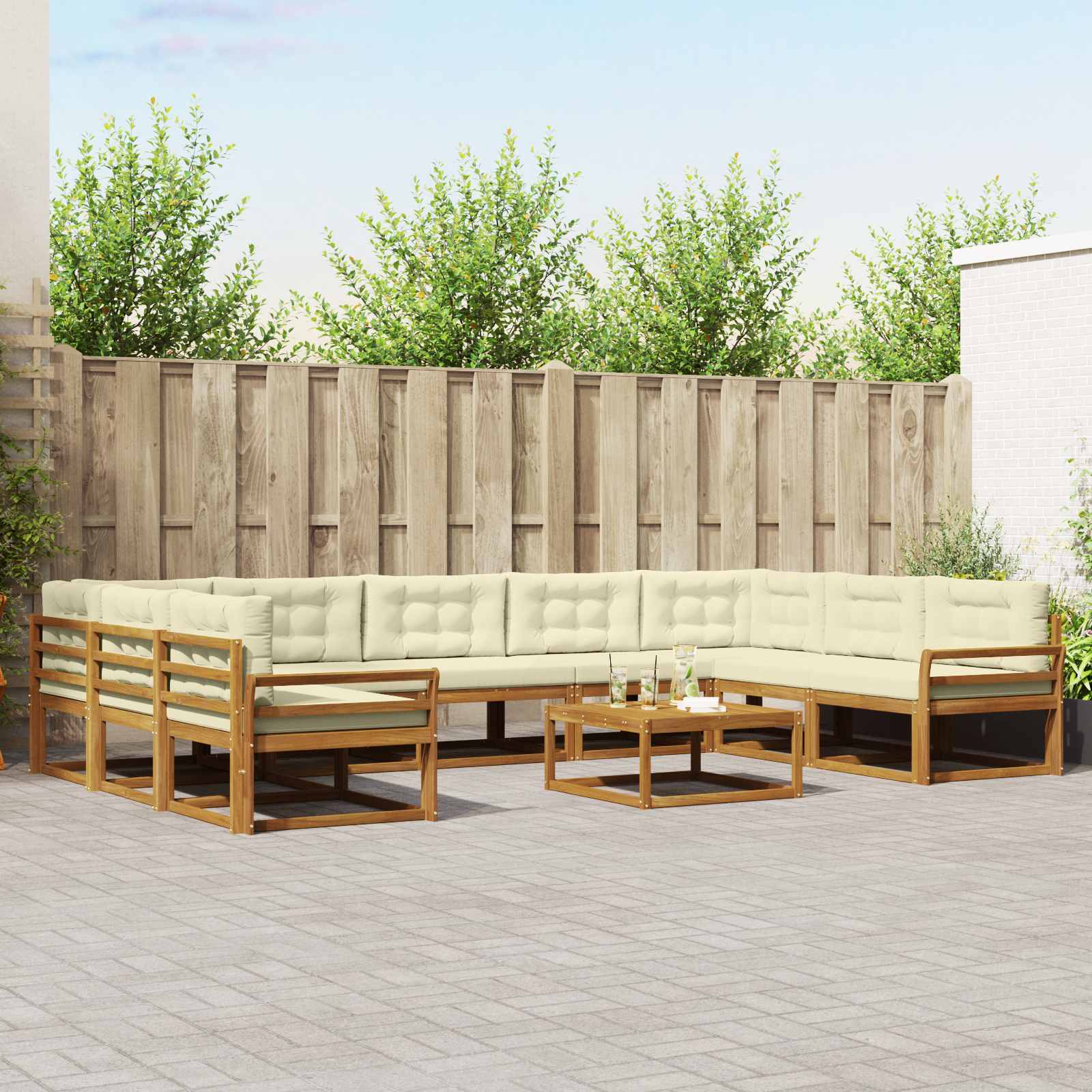 vidaXL Buiten bankenset 10 pcs Naturel Massief Acaciahout