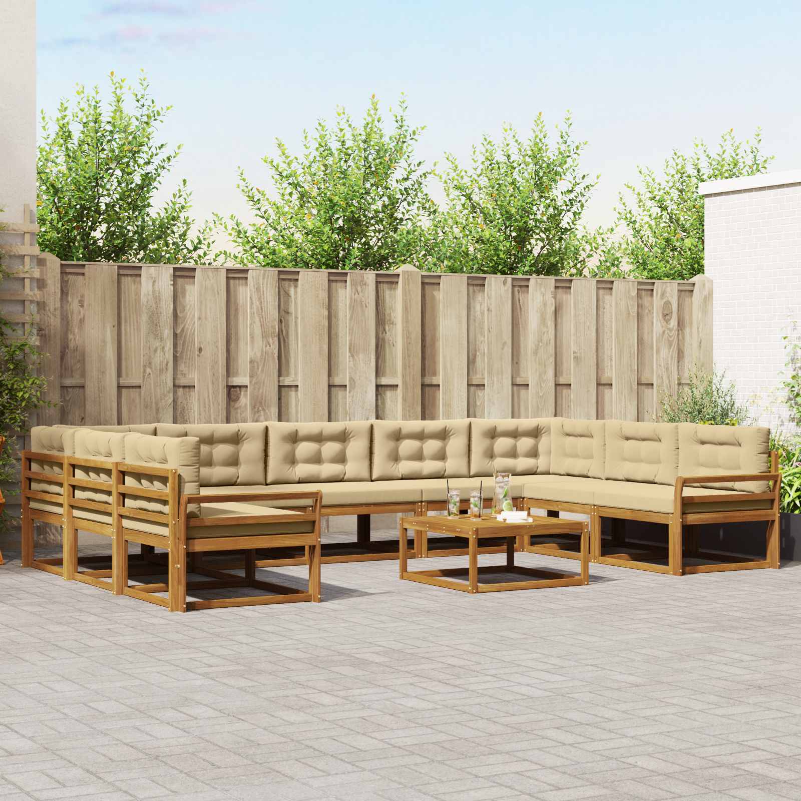 vidaXL Buiten bankenset 10 pcs Naturel Massief Acaciahout