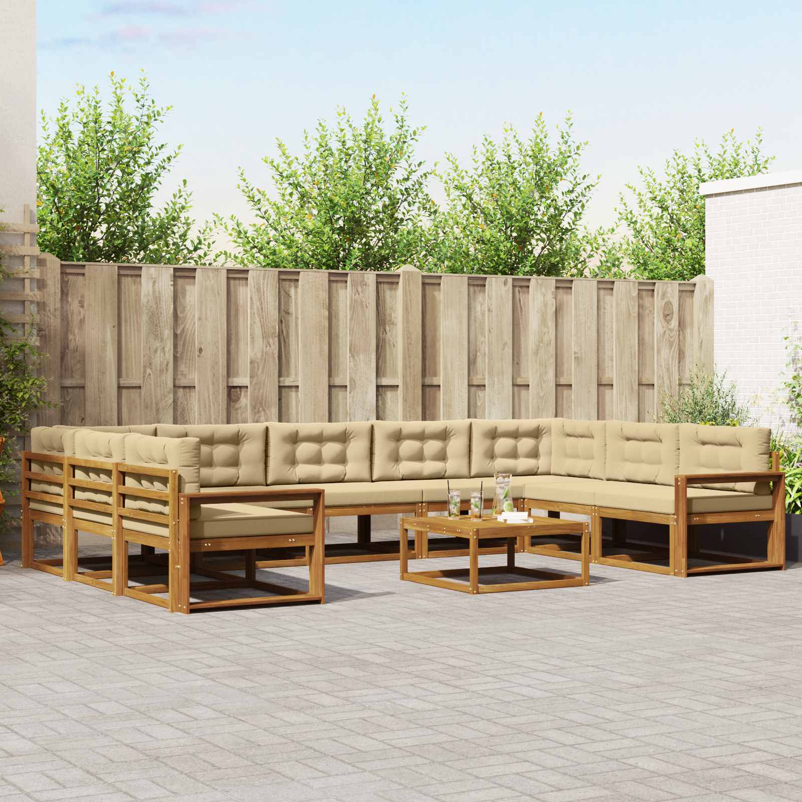 vidaXL Buiten bankenset 10 pcs Naturel Massief Acaciahout