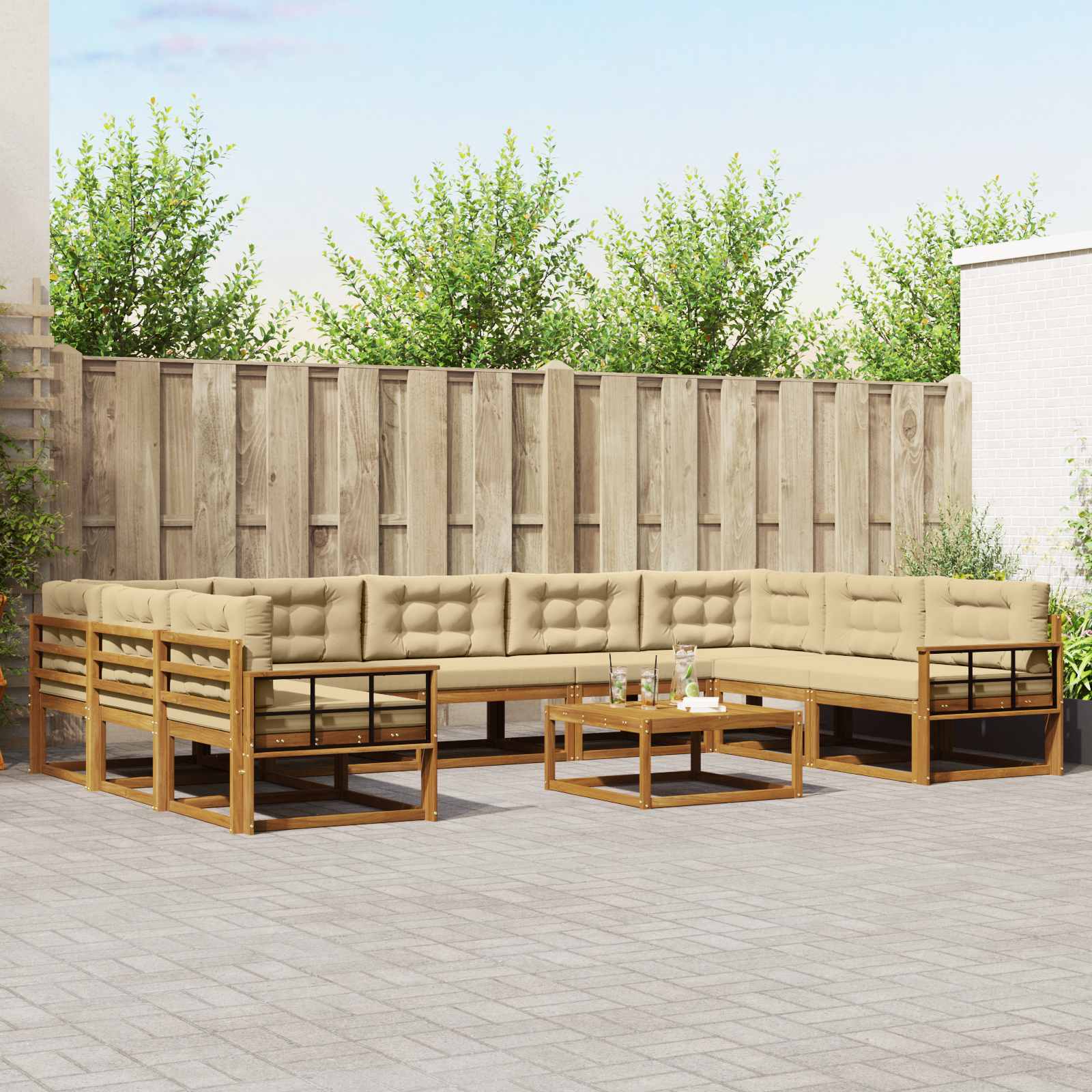 vidaXL Buiten bankenset 10 pcs Naturel Massief Acaciahout