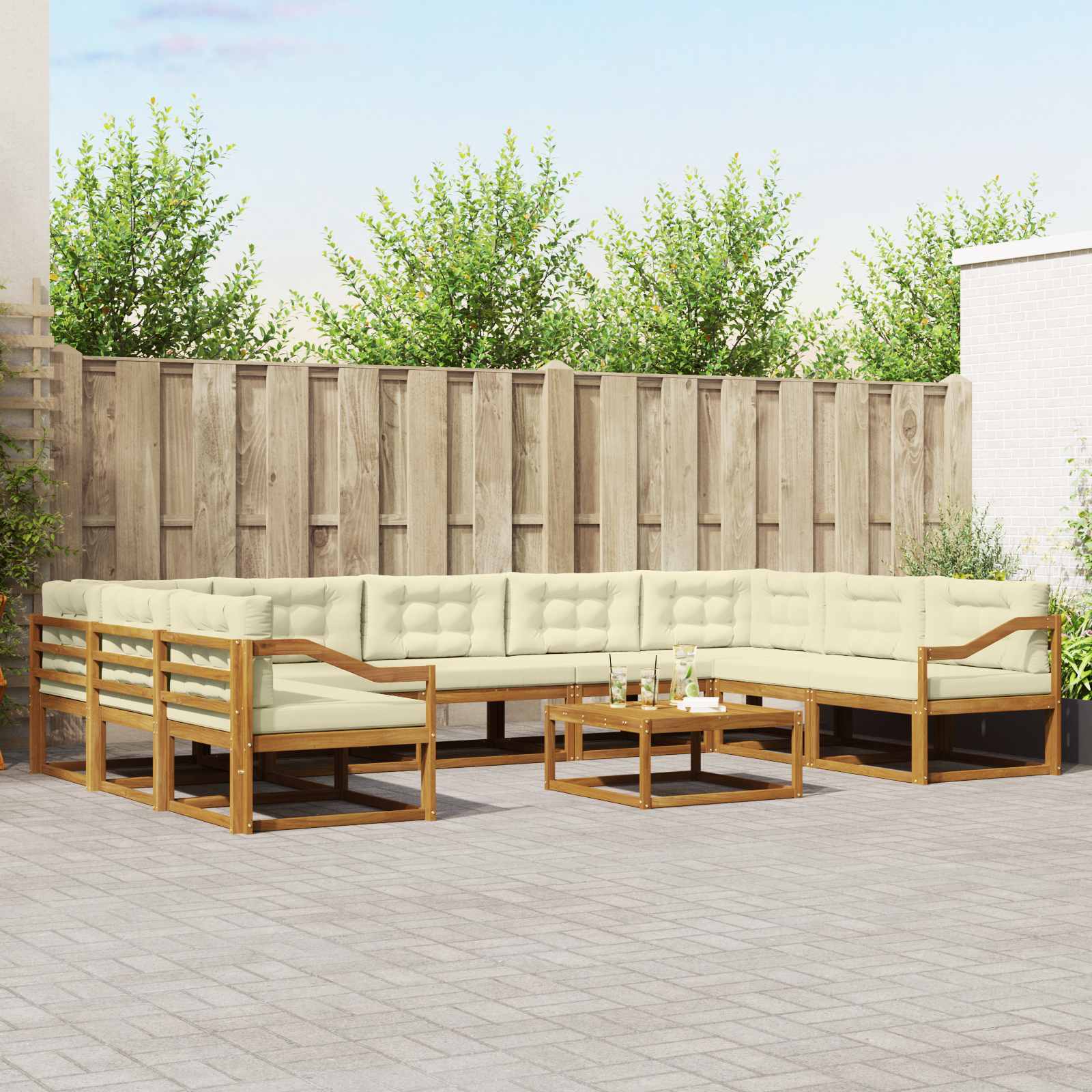 vidaXL Buiten bankenset 10 pcs Naturel Massief Acaciahout