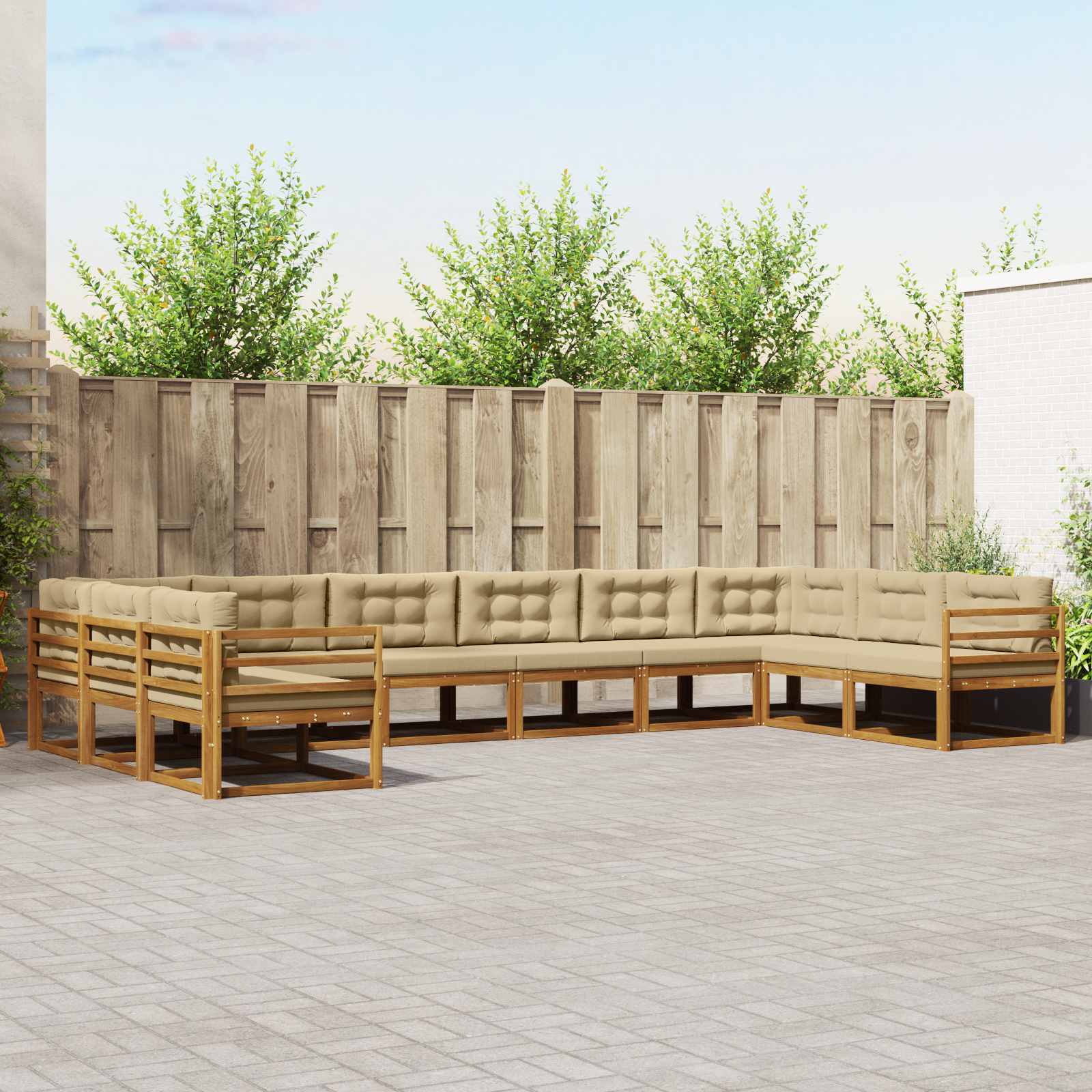 vidaXL Buiten bankenset 10 pcs Naturel Massief Acaciahout