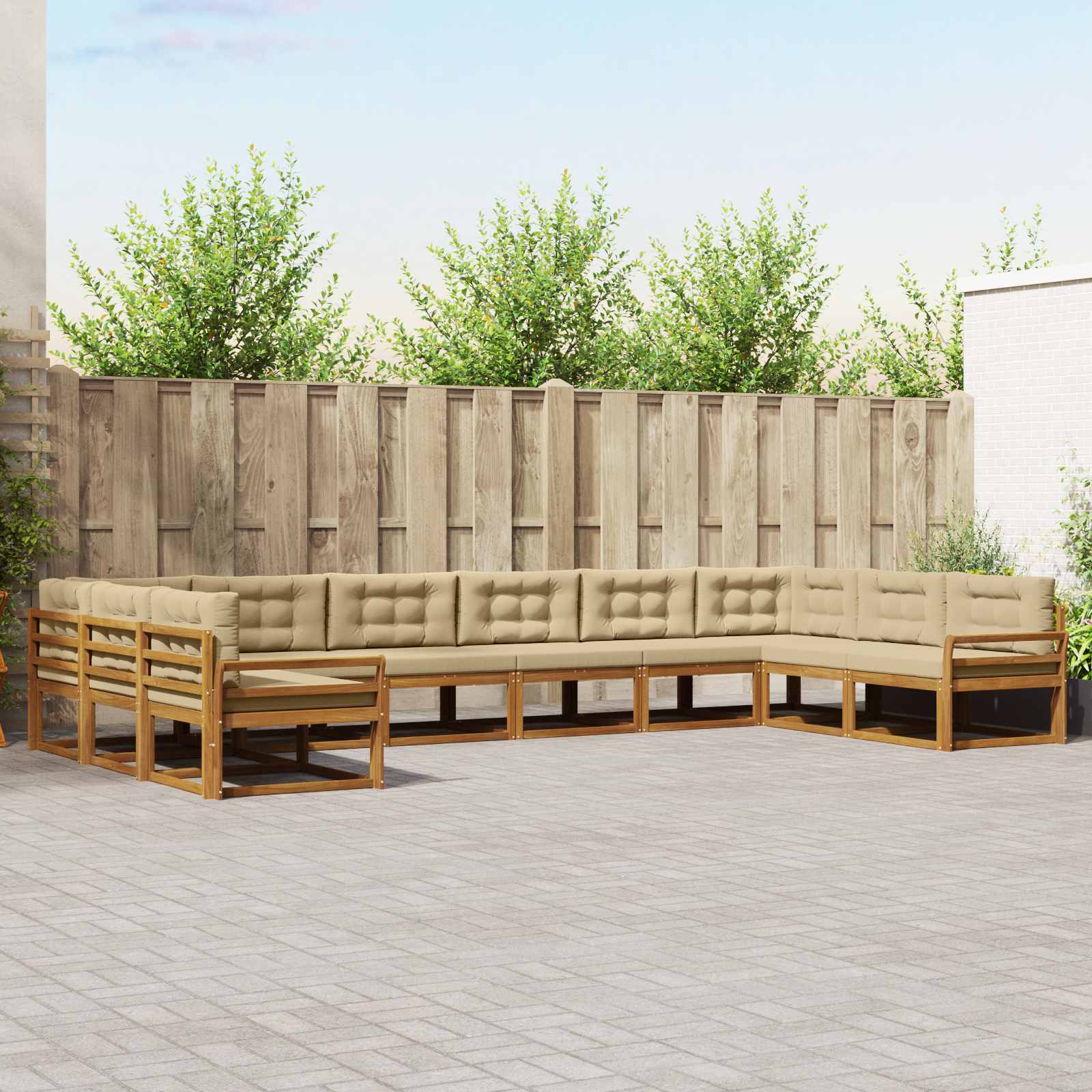 vidaXL Buiten bankenset 10 pcs Naturel Massief Acaciahout