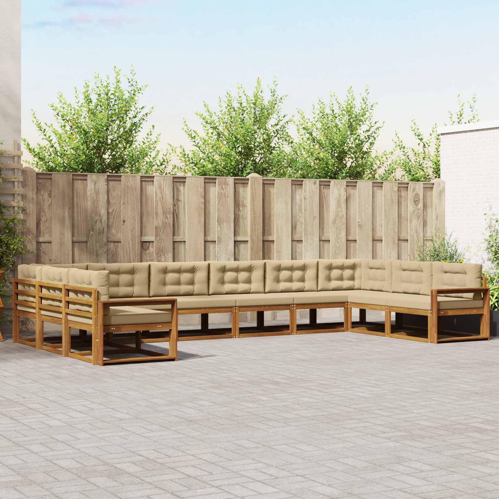 vidaXL Buiten bankenset 10 pcs Naturel Massief Acaciahout