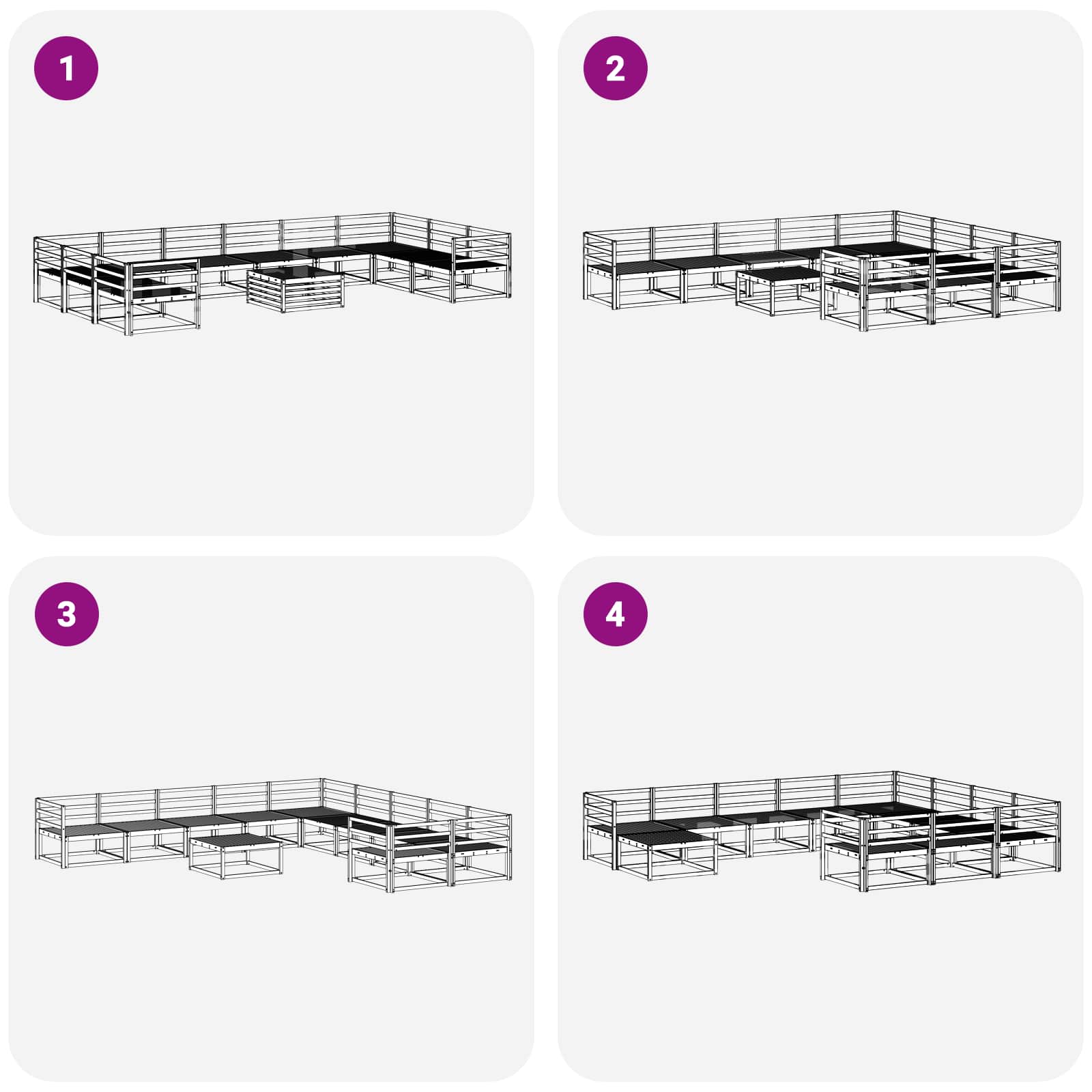 vidaXL Buiten bankenset 11 pcs Naturel Massief Acaciahout