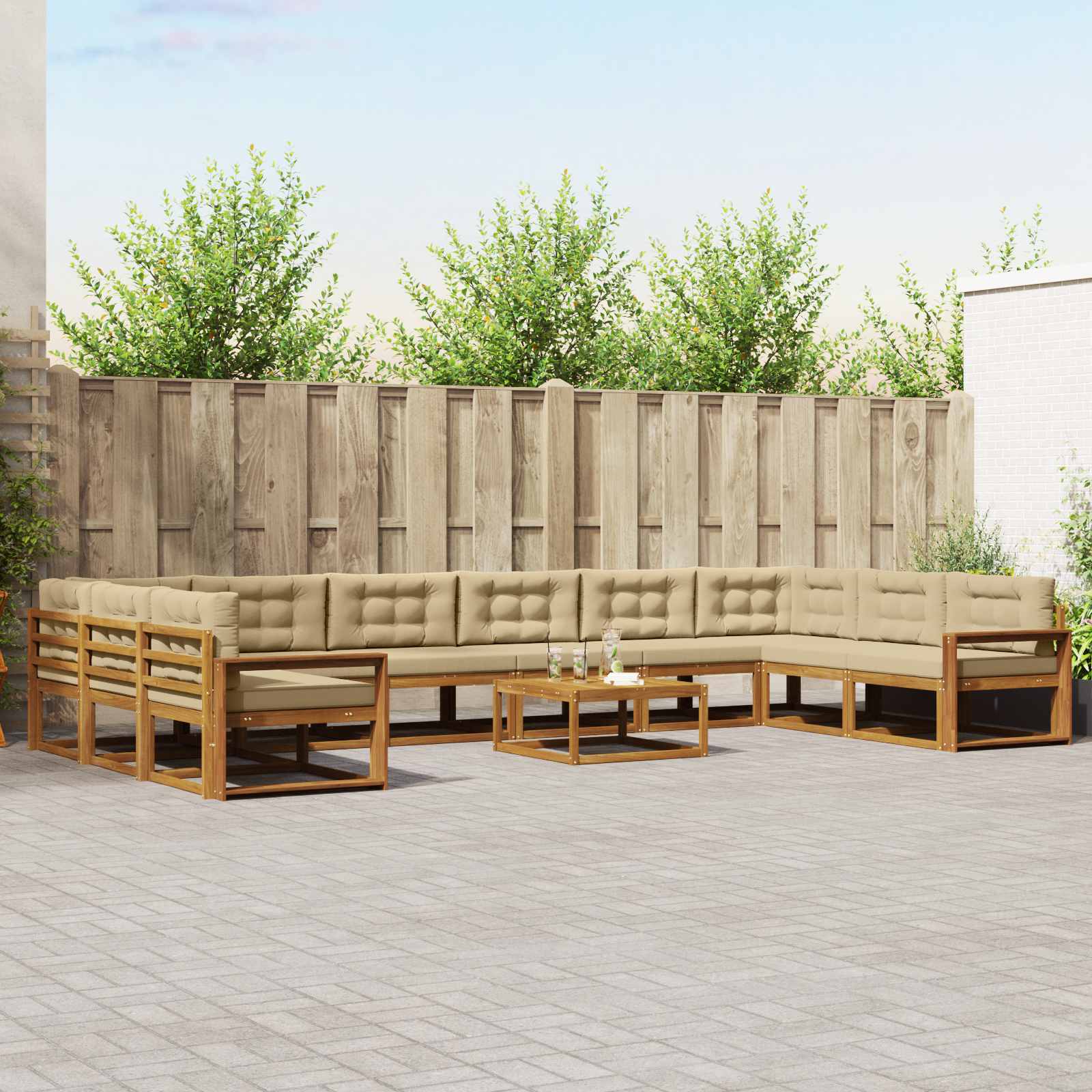 vidaXL Buiten bankenset 11 pcs Naturel Massief Acaciahout