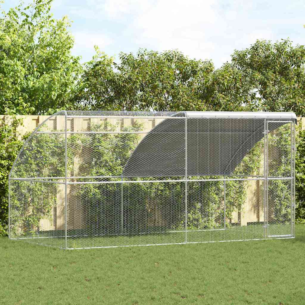 vidaXL Kippenhok Zilver 400 x 200 x 198.5 cm Gegalvaniseerd staal