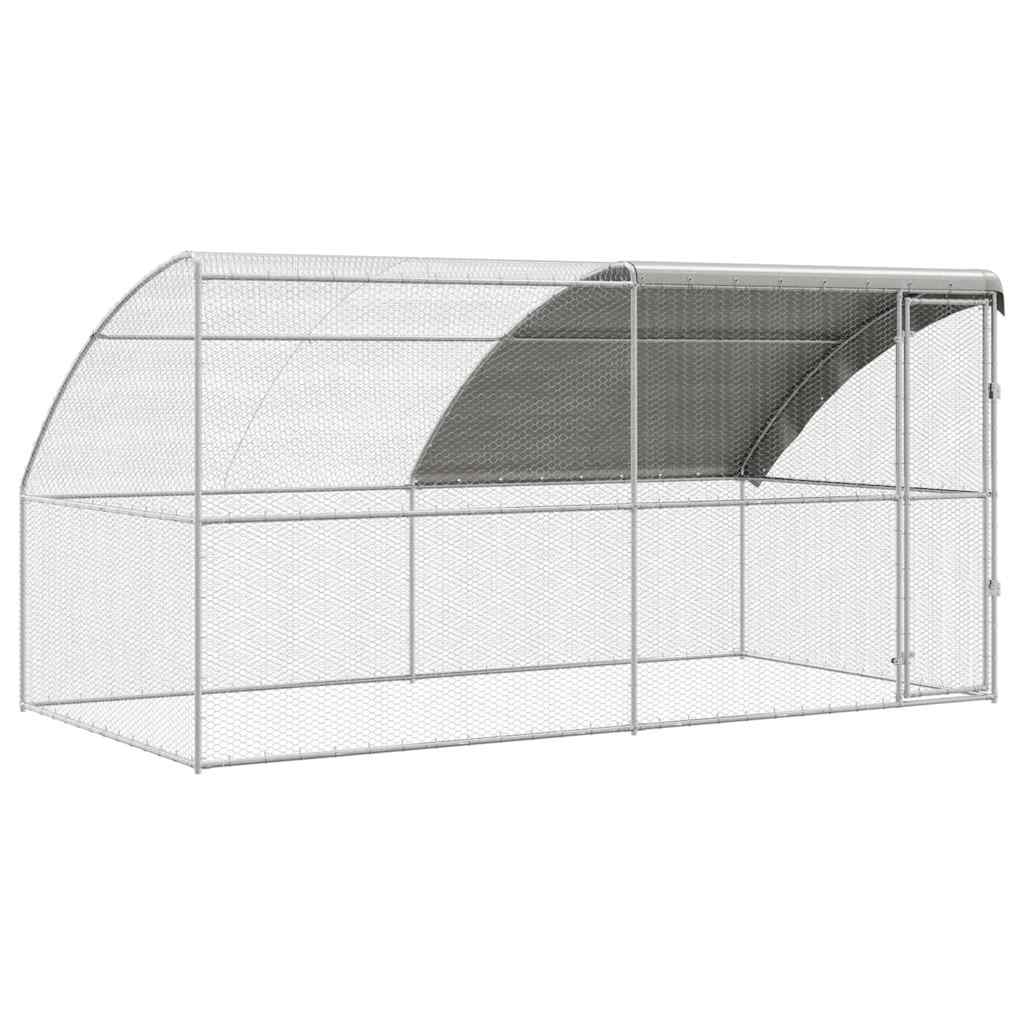 vidaXL Kippenhok Zilver 400 x 200 x 198.5 cm Gegalvaniseerd staal