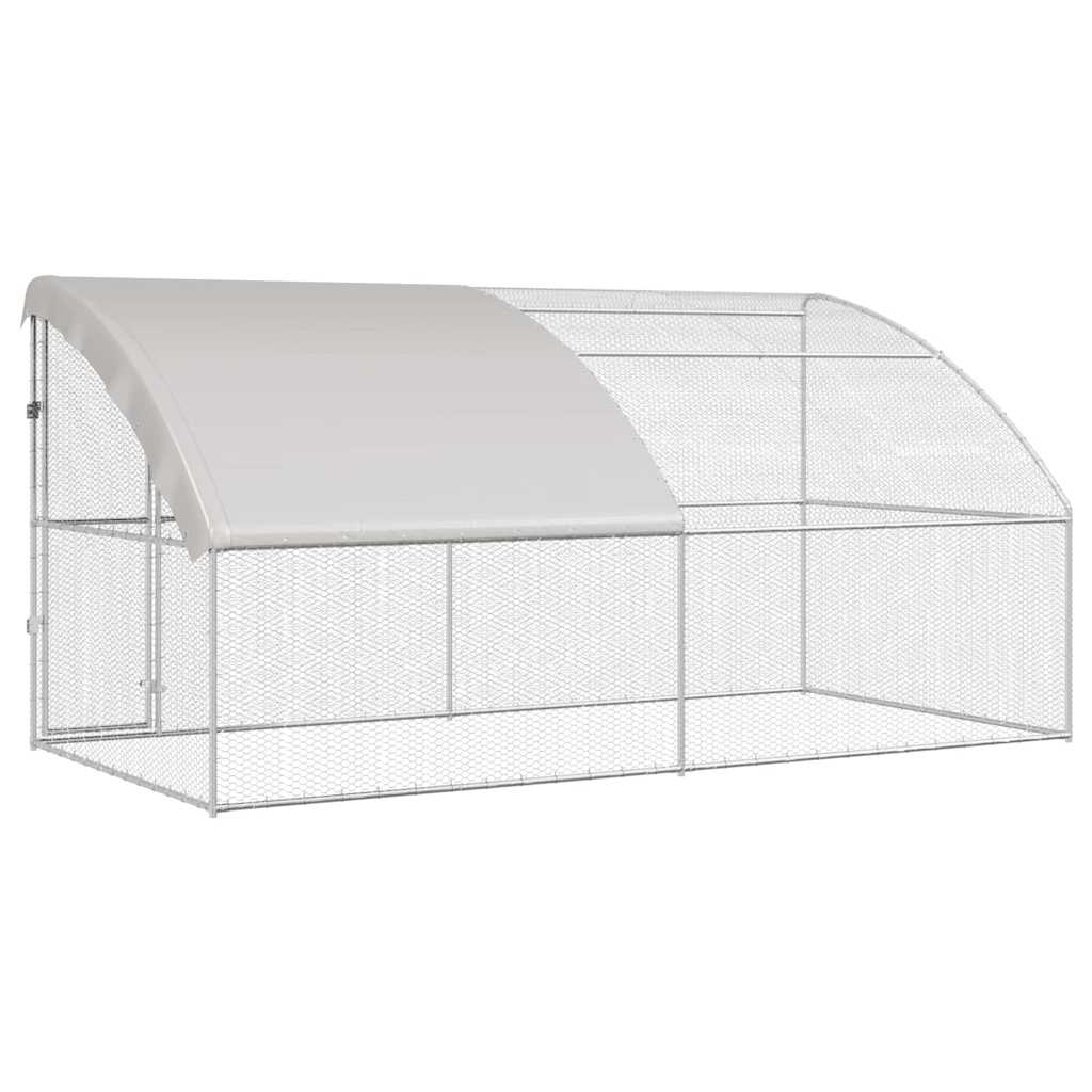 vidaXL Kippenhok Zilver 400 x 200 x 198.5 cm Gegalvaniseerd staal