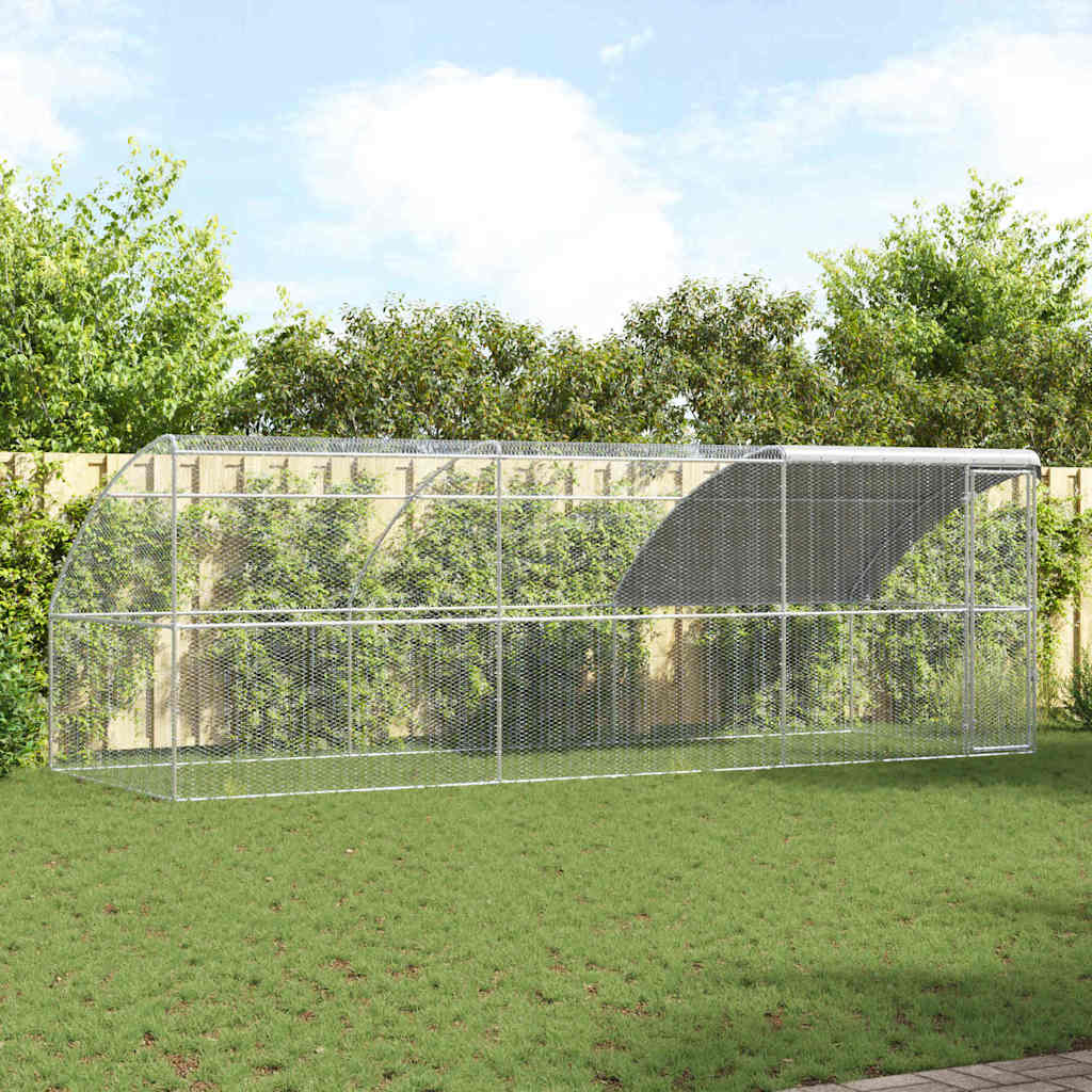 vidaXL Kippenhok Zilver 400 x 200 x 198.5 cm Gegalvaniseerd staal