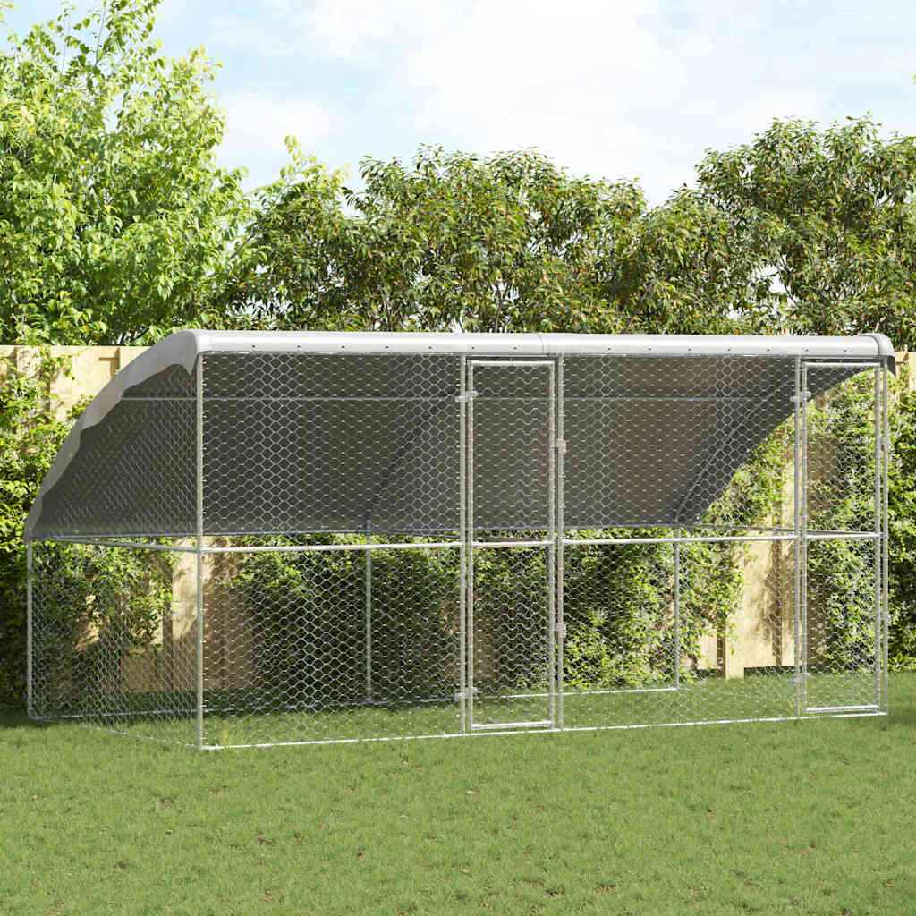 vidaXL Hondenhok met opslag 2 pcs Zilver 4 x 2 x 2 m Staal