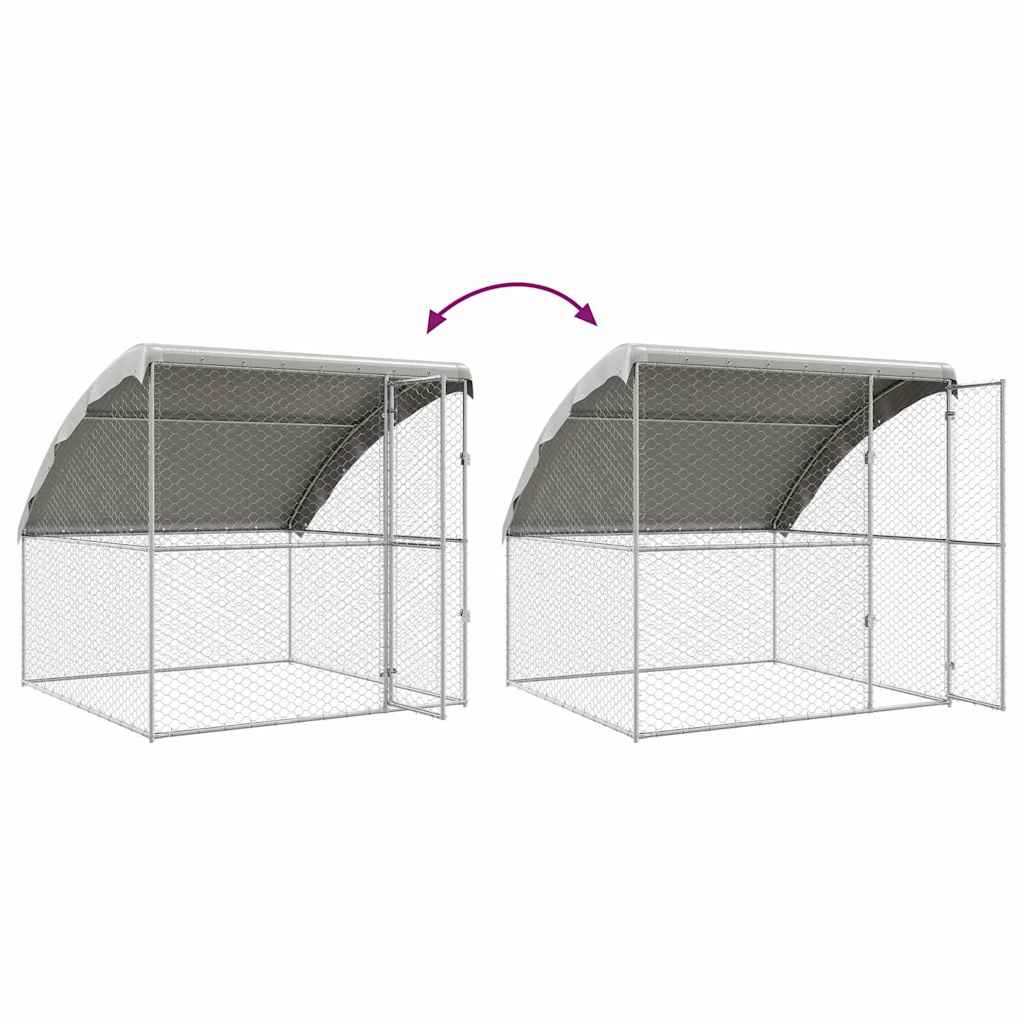 vidaXL Hondenhok met opslag 2 pcs Zilver 4 x 2 x 2 m Staal