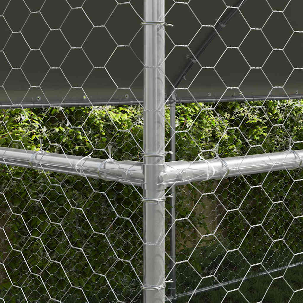 vidaXL Hondenhok met opslag 2 pcs Zilver 4 x 2 x 2 m Staal
