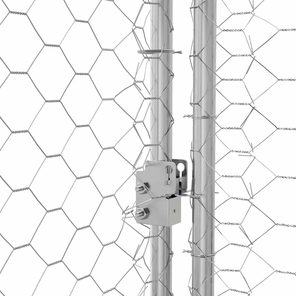 vidaXL Hondenhok met opslag 2 pcs Zilver 4 x 2 x 2 m Staal