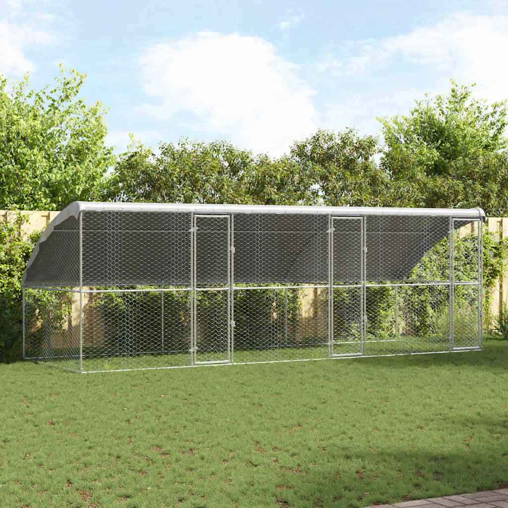 vidaXL Hondenhok met opslag 2 pcs Zilver 4 x 2 x 2 m Staal
