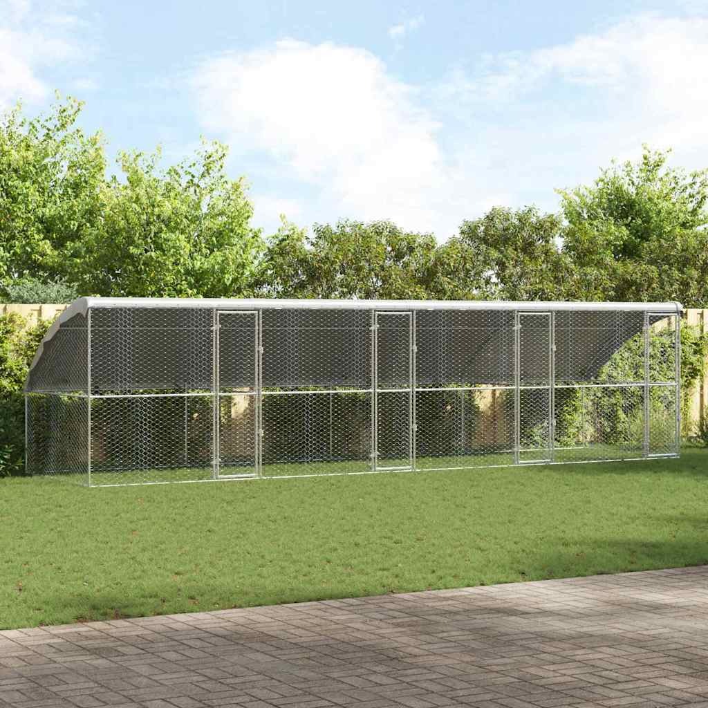 vidaXL Hondenhok met opslag 2 pcs Zilver 4 x 2 x 2 m Staal