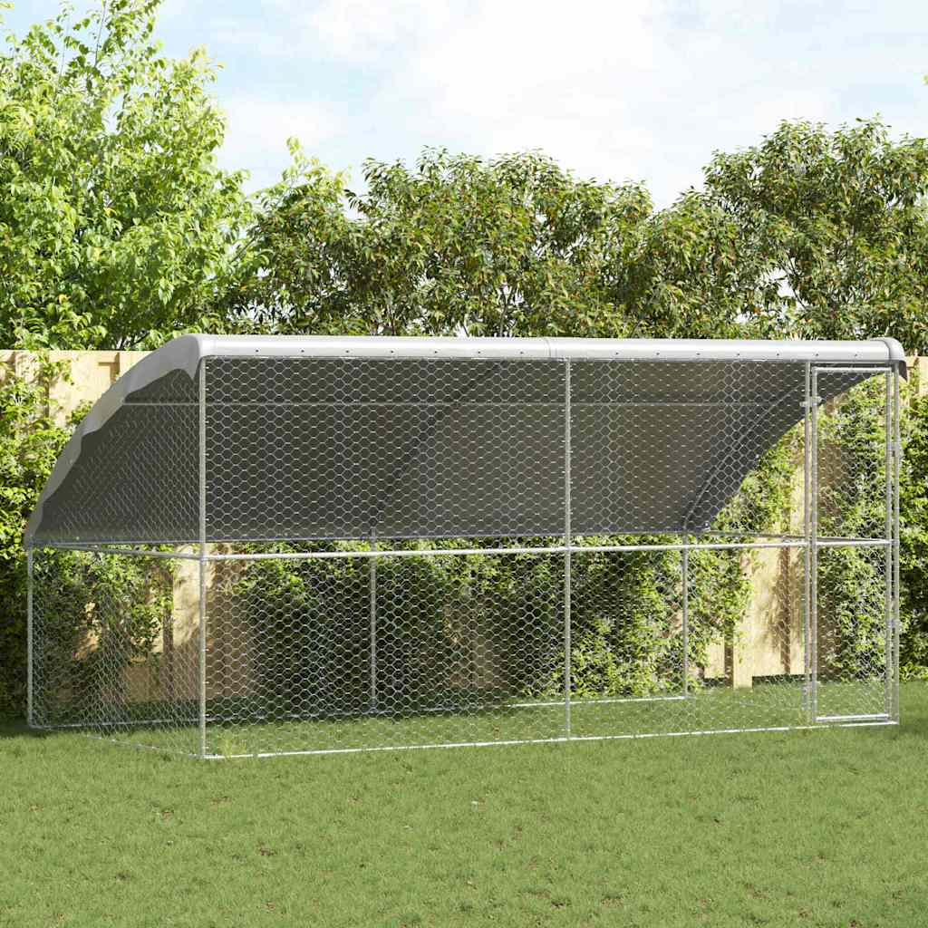 vidaXL Hondenhok met opslag 2 pcs Zilver 4 x 2 x 2 m Staal