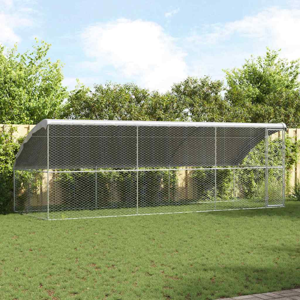 vidaXL Hondenhok met opslag 2 pcs Zilver 4 x 2 x 2 m Staal