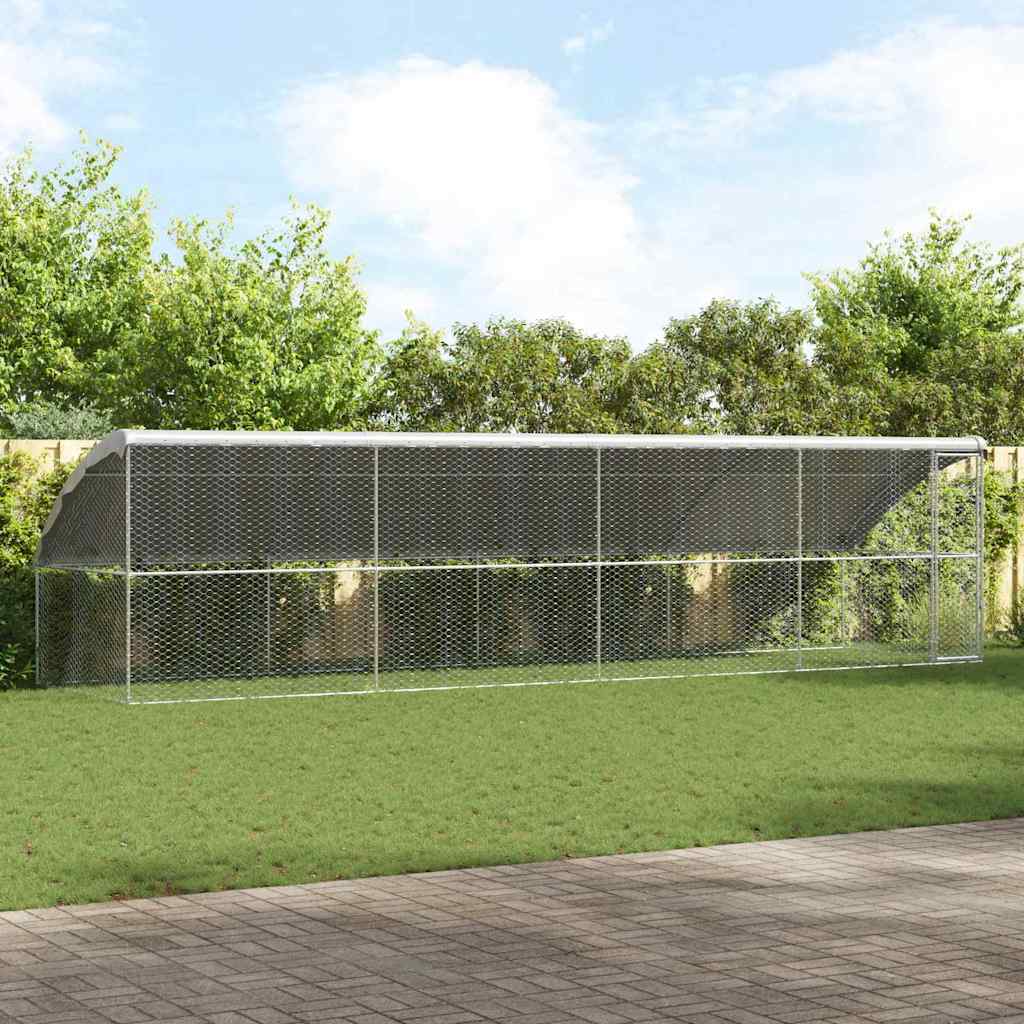 vidaXL Hondenhok met opslag 2 pcs Zilver 4 x 2 x 2 m Staal