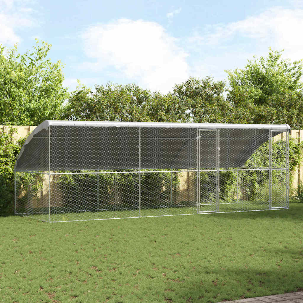 vidaXL Hondenhok met opslag 2 pcs Zilver 4 x 2 x 2 m Staal