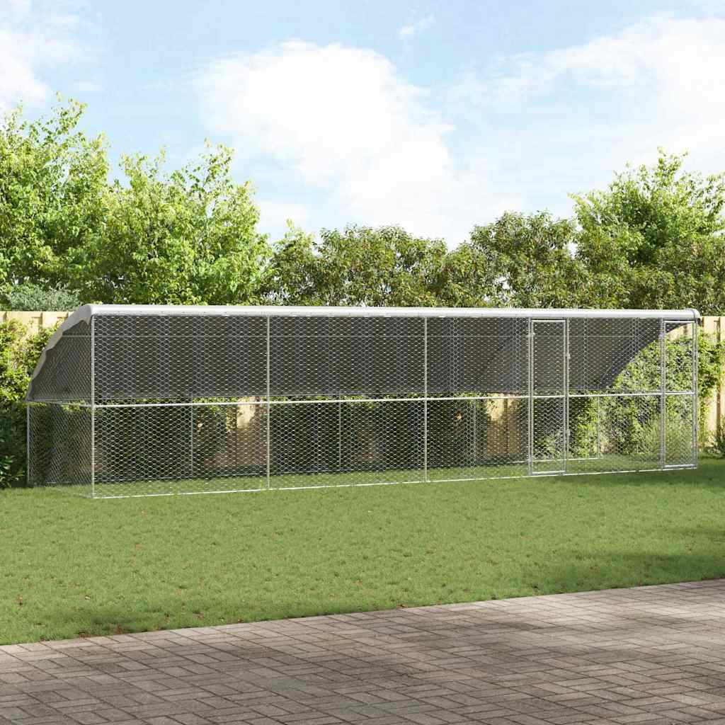 vidaXL Hondenhok met opslag 2 pcs Zilver 4 x 2 x 2 m Staal