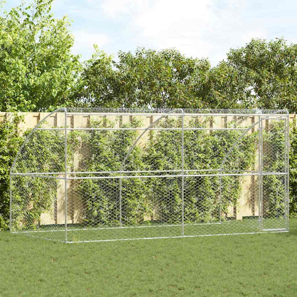 vidaXL Hondenhok met opslag 2 pcs Zilver 4 x 2 x 2 m Staal