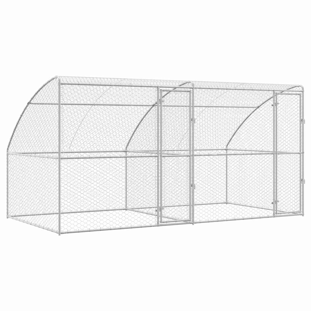 vidaXL Hondenhok met opslag 2 pcs Zilver 4 x 2 x 2 m Staal