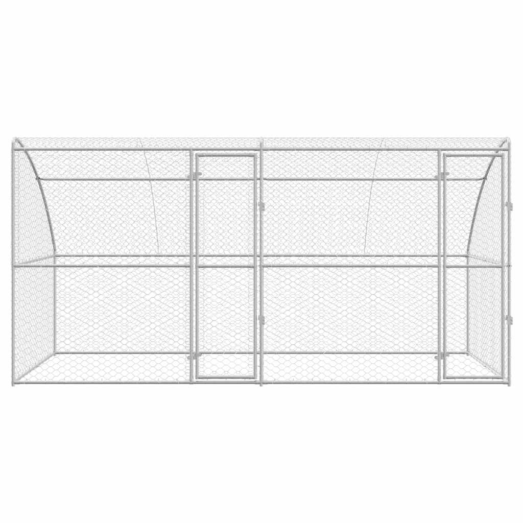 vidaXL Hondenhok met opslag 2 pcs Zilver 4 x 2 x 2 m Staal