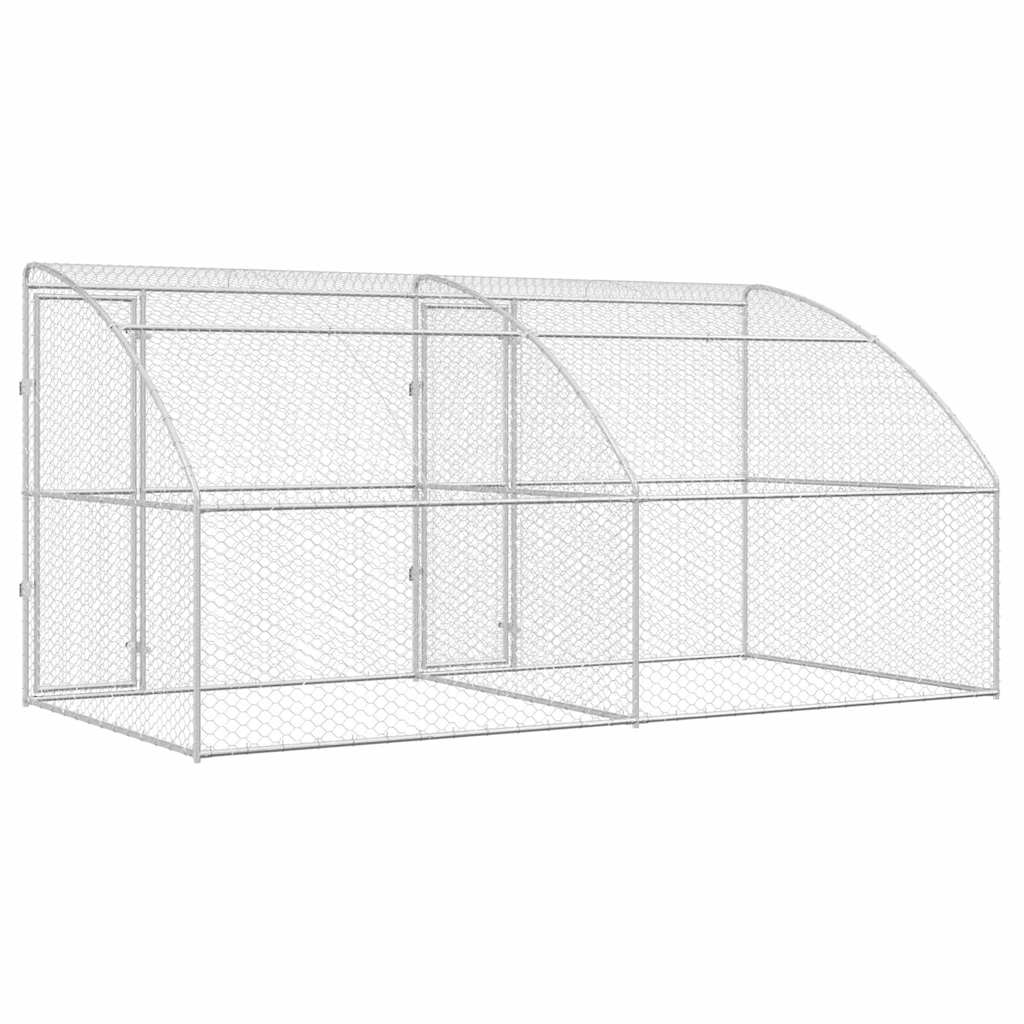 vidaXL Hondenhok met opslag 2 pcs Zilver 4 x 2 x 2 m Staal