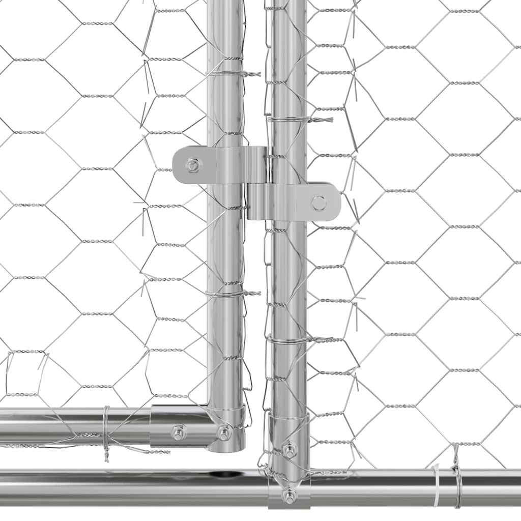 vidaXL Hondenhok met opslag 2 pcs Zilver 4 x 2 x 2 m Staal