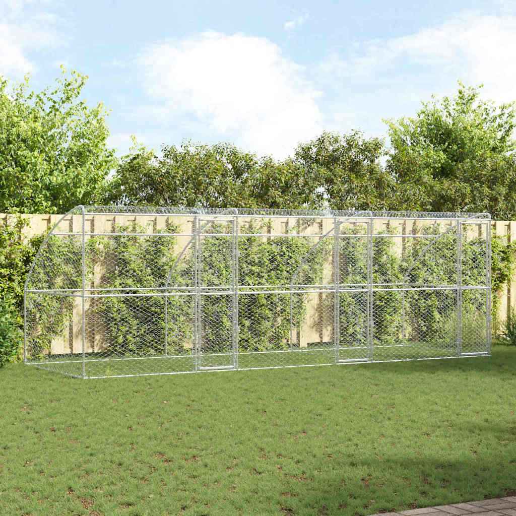 vidaXL Hondenhok met opslag 2 pcs Zilver 4 x 2 x 2 m Staal