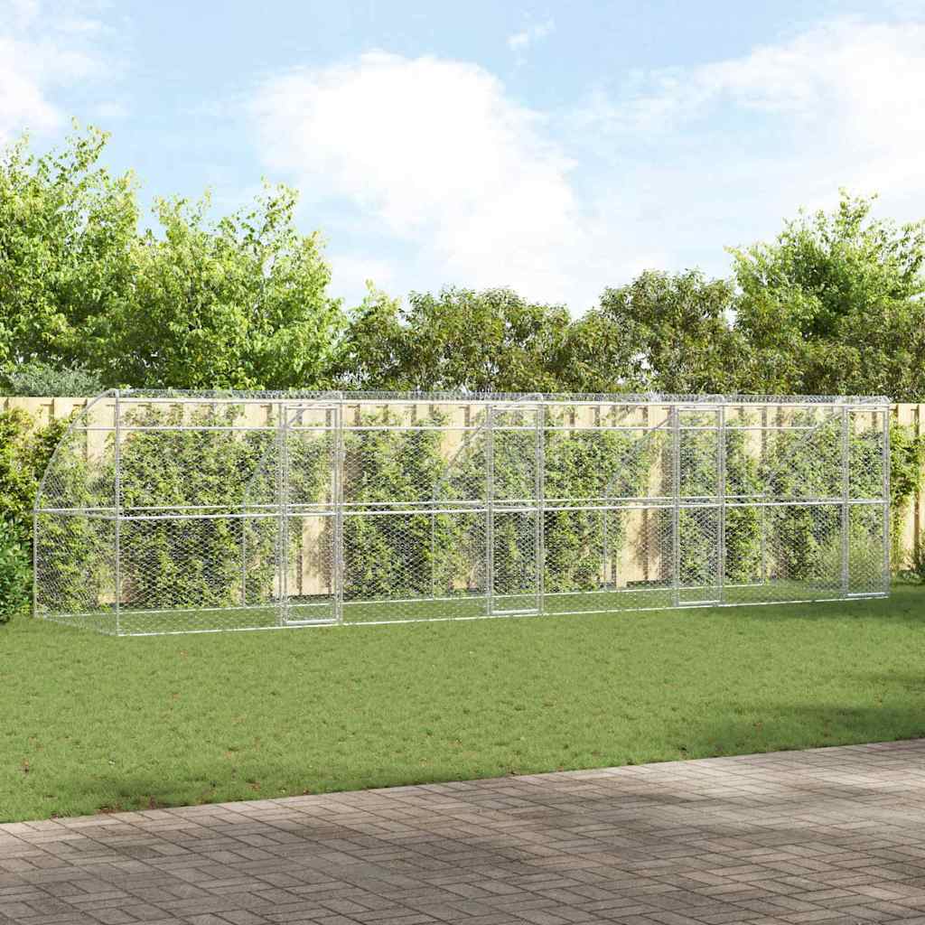vidaXL Hondenhok met opslag 2 pcs Zilver 4 x 2 x 2 m Staal