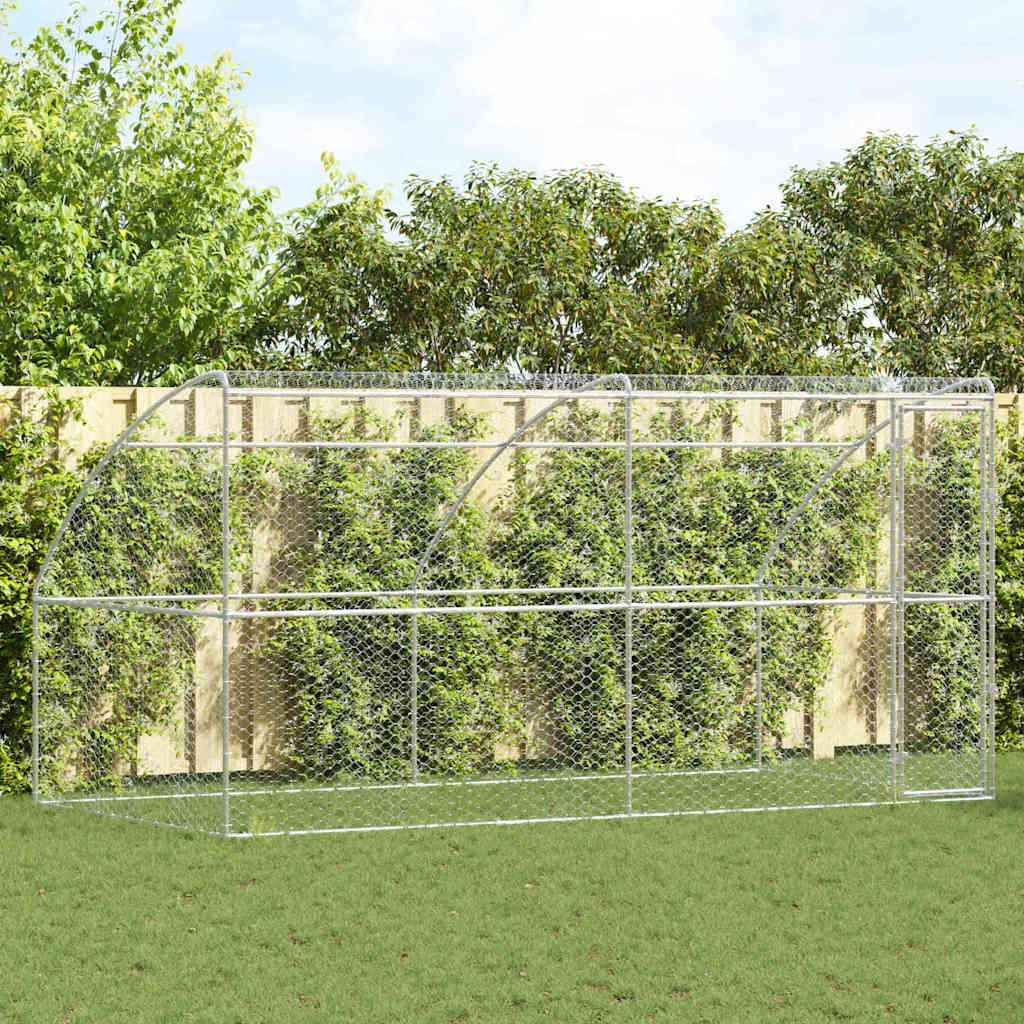 vidaXL Hondenhok met opslag 2 pcs Zilver 4 x 2 x 2 m Staal