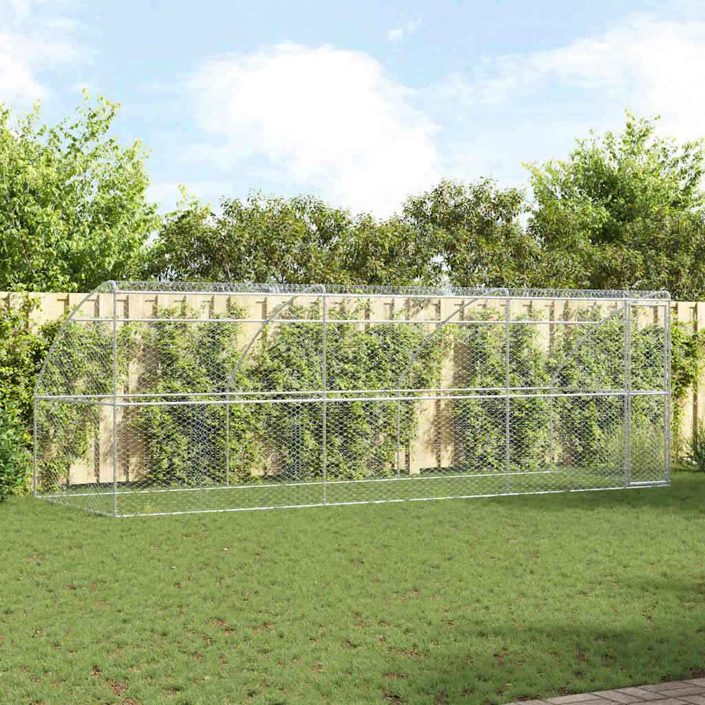 vidaXL Hondenhok met opslag 2 pcs Zilver 4 x 2 x 2 m Staal