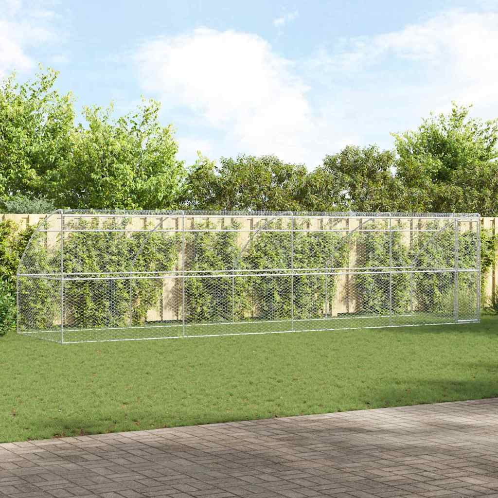 vidaXL Hondenhok met opslag 2 pcs Zilver 4 x 2 x 2 m Staal