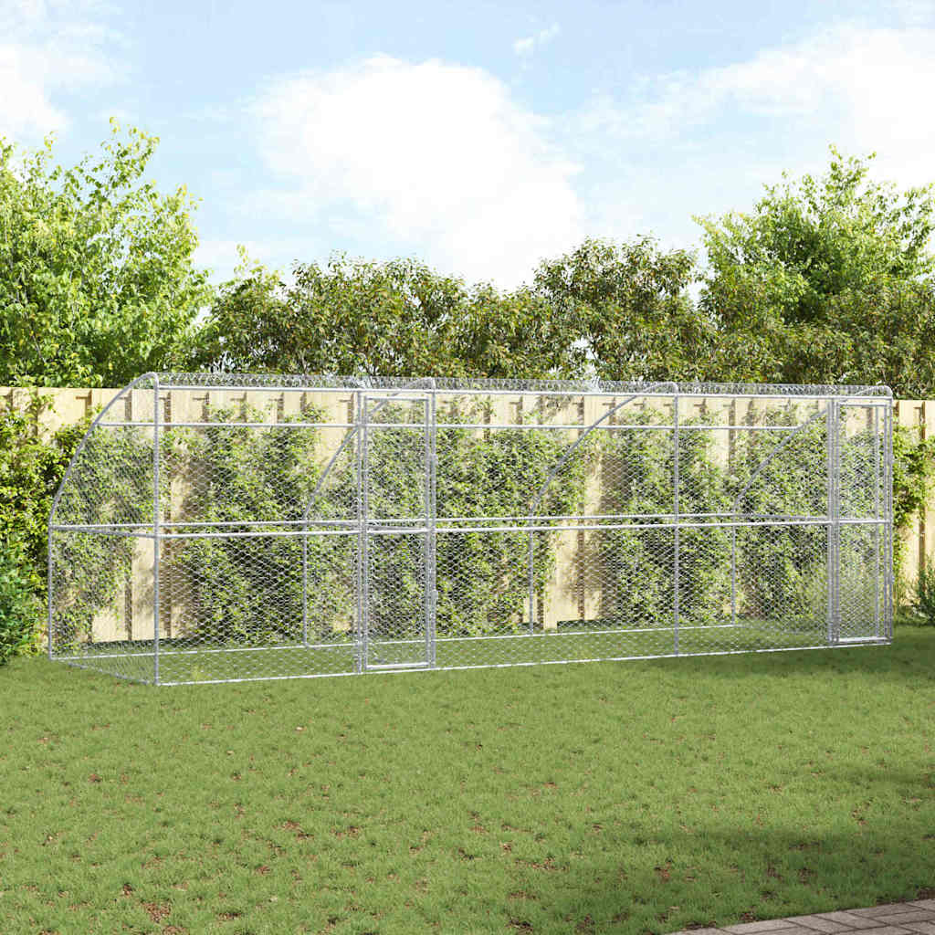 vidaXL Hondenhok met opslag 2 pcs Zilver 4 x 2 x 2 m Staal