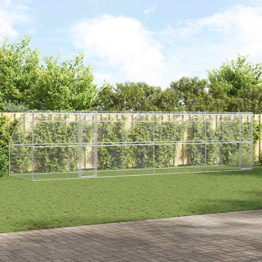 vidaXL Hondenhok met opslag 2 pcs Zilver 4 x 2 x 2 m Staal