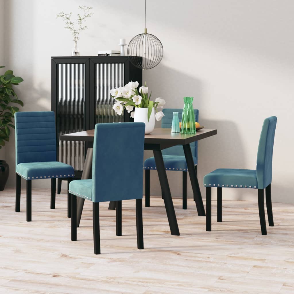 vidaXL Eetkamerstoelen 4 st fluweel blauw