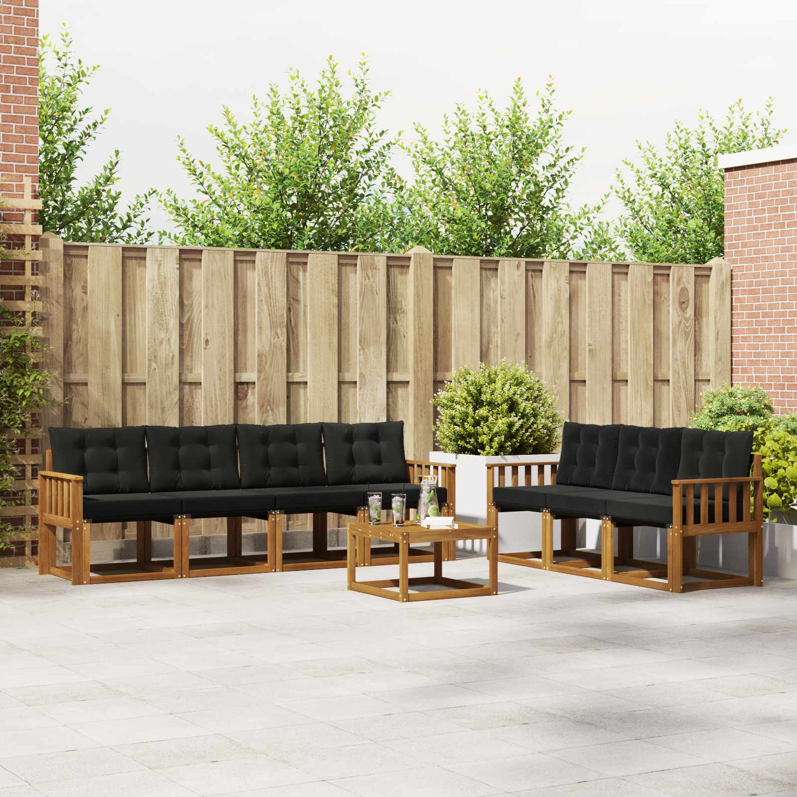 vidaXL Buiten bankenset met kussen 8 pcs Natuurlijk en Crème
