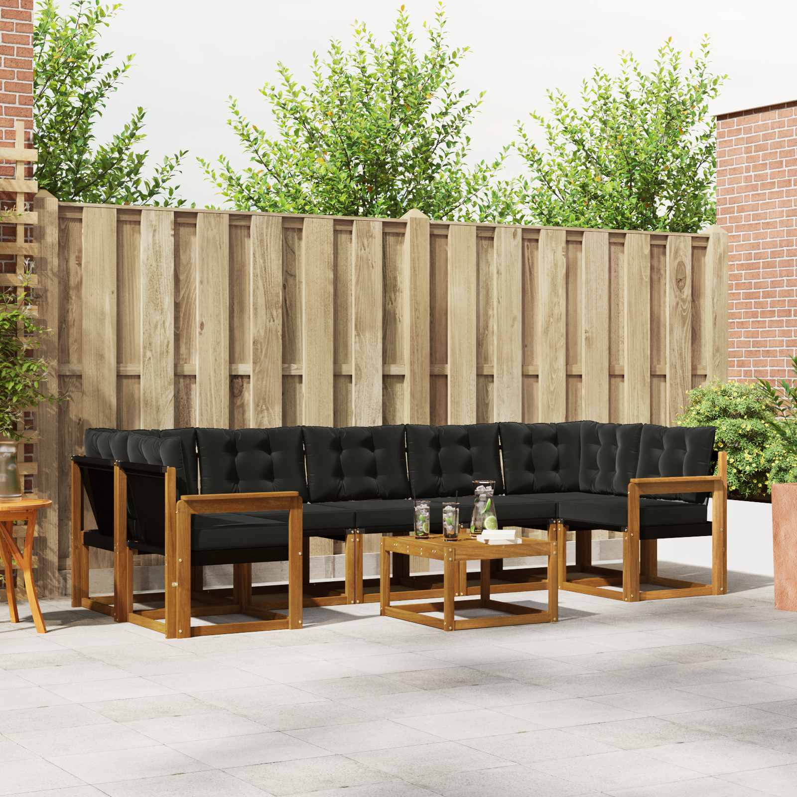 vidaXL Buiten bankenset met kussen 8 pcs Natuurlijk en Crème