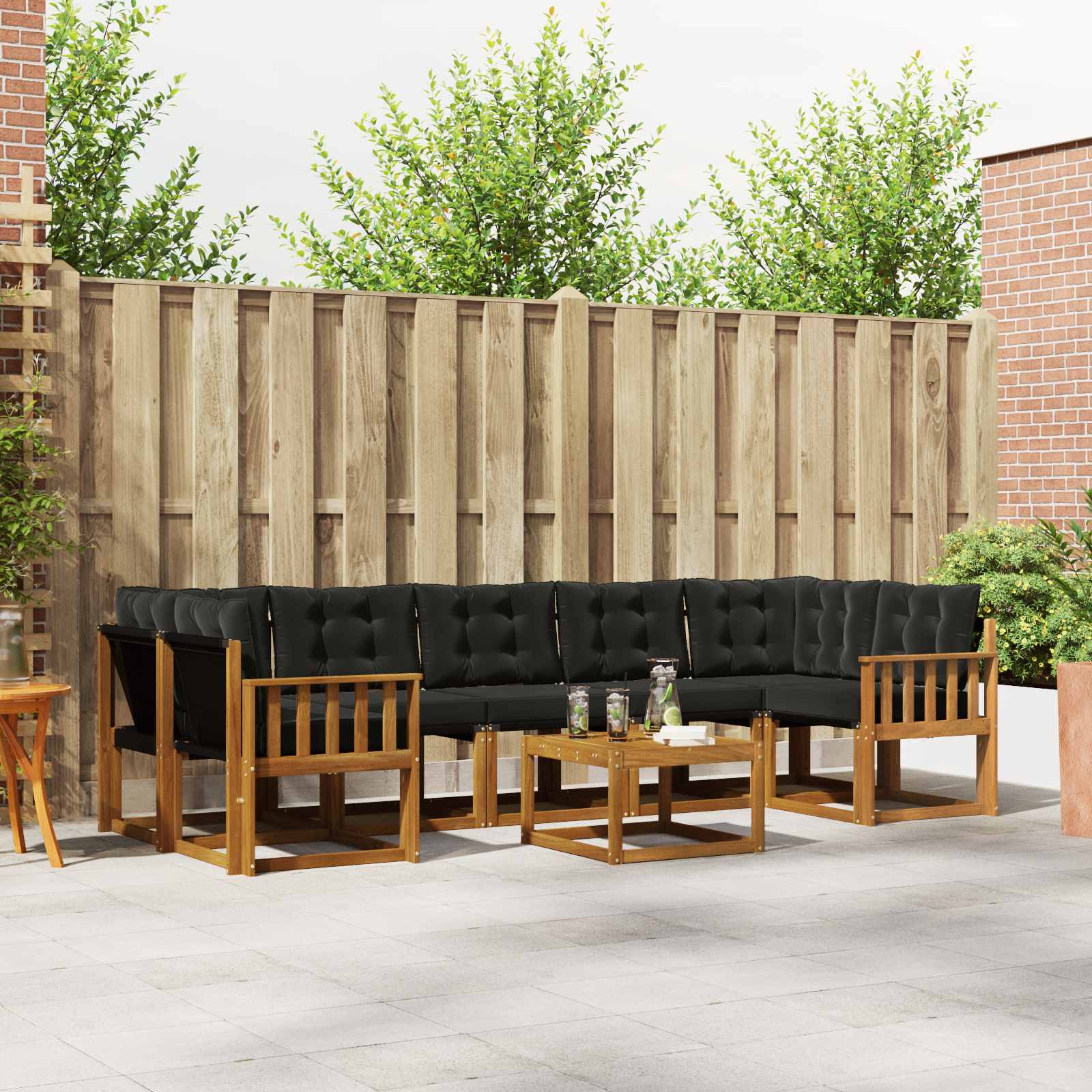 vidaXL Buiten bankenset met kussen 8 pcs Natuurlijk en Crème