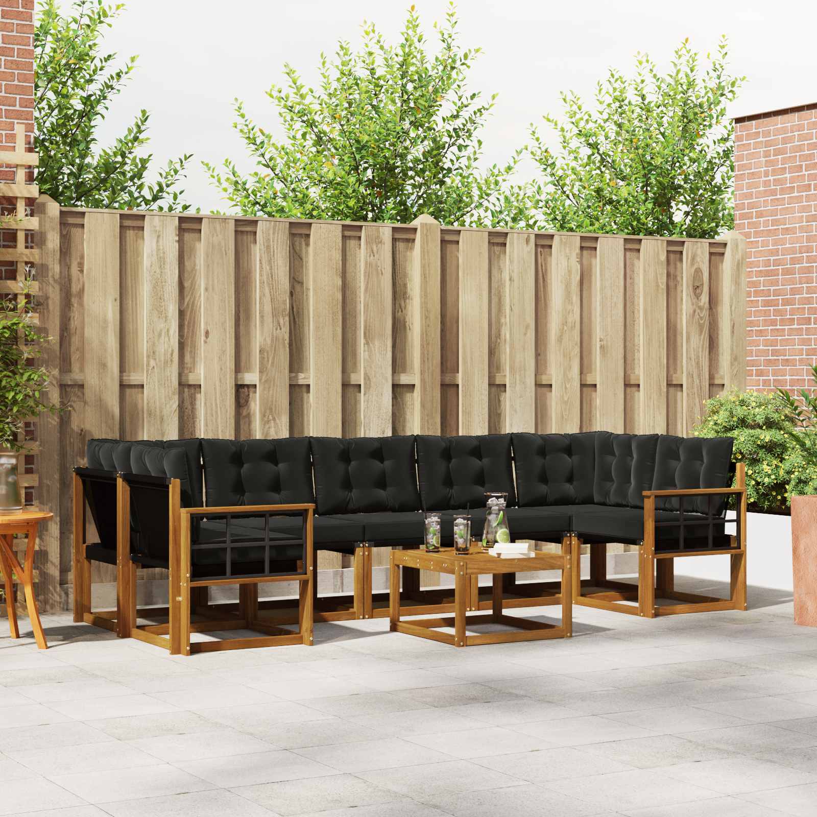vidaXL Buiten bankenset met kussen 8 pcs Natuurlijk en Crème