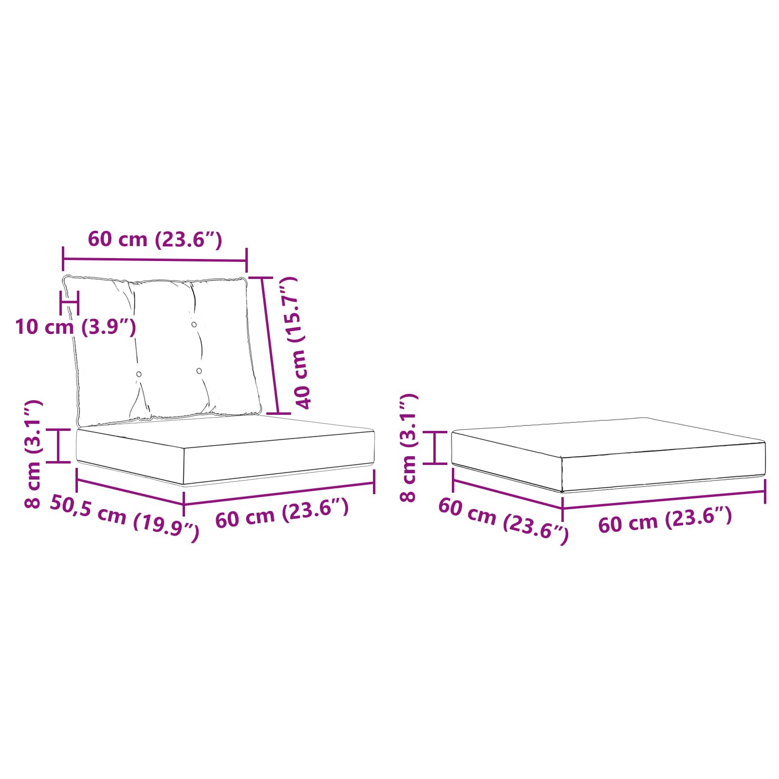 vidaXL Buiten bankenset met kussen 4 pcs Natuurlijk en Crème