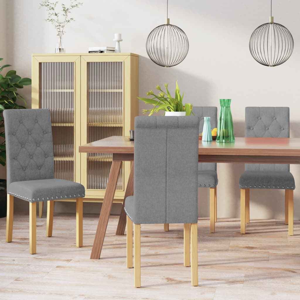 vidaXL Eetkamerstoelen 2 st stof lichtgrijs