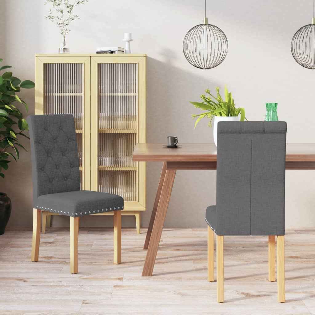 vidaXL Eetkamerstoelen 2 st stof lichtgrijs