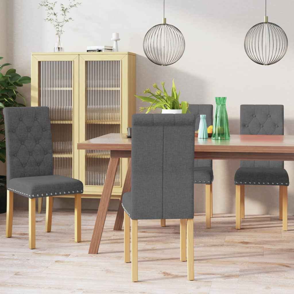 vidaXL Eetkamerstoelen 2 st stof lichtgrijs